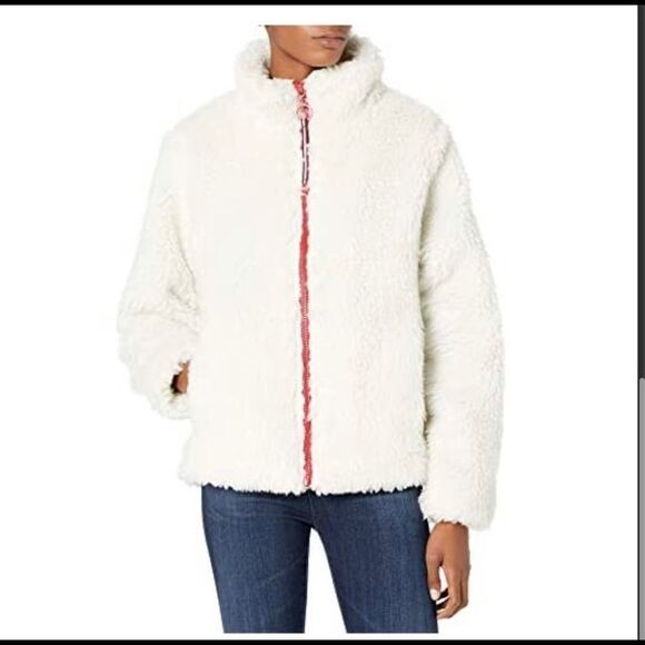Tommy Hilfiger Jackets & Blazers - Tommy Hilfiger Women's Zip Front Solid Sherpa Jacket, Sailcloth, Large  